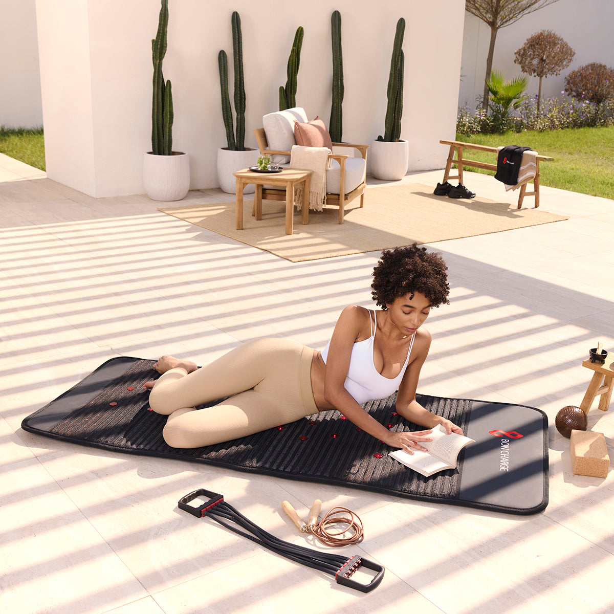 Sourcing reference: infrared PEMF mat in use, close view