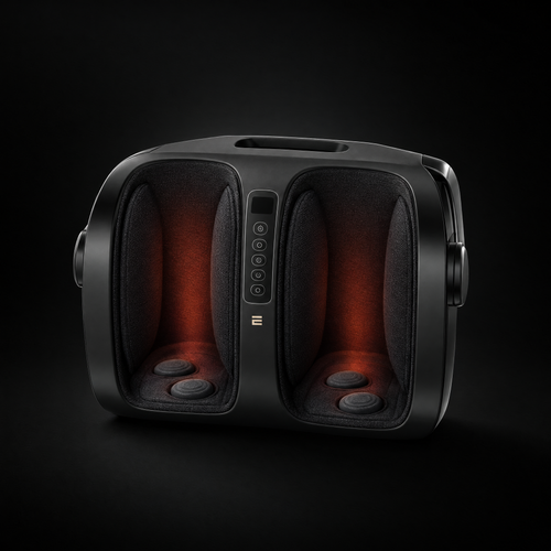 Elvaren Deep Delta Calf & Foot Recovery — enclosed calf and foot massager, three-quarter view