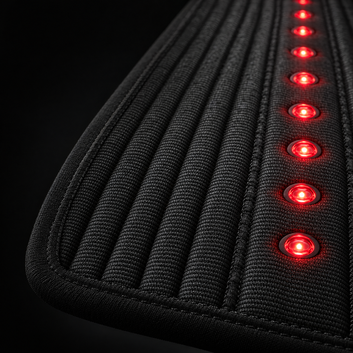 Deep Delta Field Mat surface detail — ribbed technical weave and flush-set LED emitters